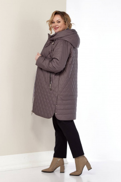 Демисезонная куртка из плащёвой ткани с капюшоном и карманами Shetti 2179 какао - фото 2