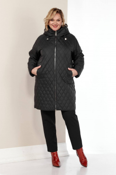 Куртка демисезонная классического силуэта с ромбовой стежкой Shetti 2179 черный - фото 5