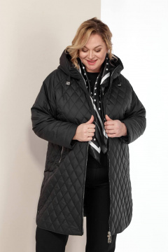 Куртка демисезонная классического силуэта с ромбовой стежкой Shetti 2179 черный - фото 4