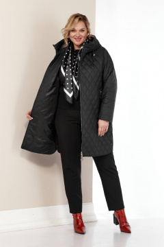 Куртка демисезонная классического силуэта с ромбовой стежкой Shetti 2179 черный - фото 1