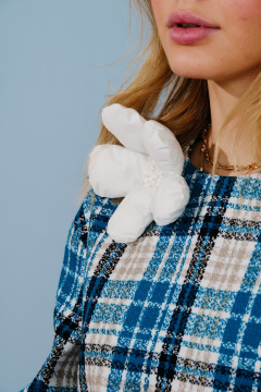 Костюм топ и юбка из текстиля с клетчатым принтом Lokka 1590В белый/бирюзовый_клетка - фото 5