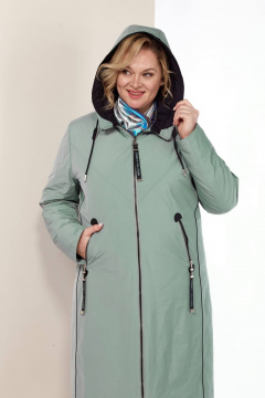 Куртка из сатиновой ткани с синтепоном и декоративными кантами Shetti 2181 светло-фисташковый - фото 4