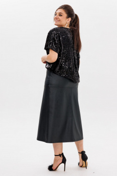 Юбка  из экокожи Anelli 1510.1 черная_роза - фото 4
