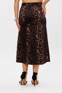 Юбка трапециевидная из ткани с эластичной резинкой и кокеткой Anelli 1510 индийский_леопард - фото 5