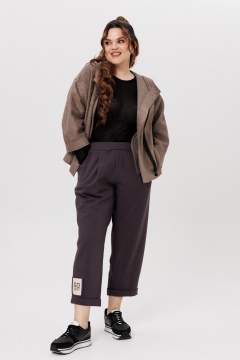 Костюм из трикотажа и шерсти с укороченным жакетом с капюшоном Michel chic 1357/1 графит,капучино - фото 5