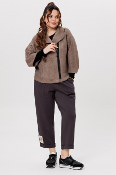 Костюм из трикотажа и шерсти с укороченным жакетом с капюшоном Michel chic 1357/1 графит,капучино - фото 3