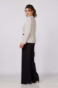 Брючный костюм из твида с классическим жакетом и прямыми брюками Lady Secret 2980 черный+бежевый - фото 3