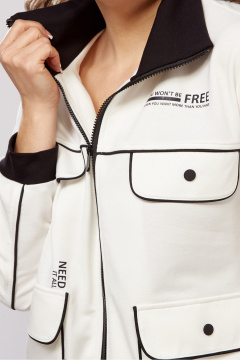 Деловой трикотажный костюм из бомбера и брюк Lady Secret 2981 молочный+черный - фото 3