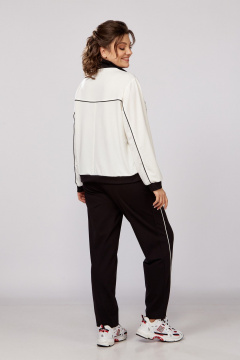 Деловой трикотажный костюм из бомбера и брюк Lady Secret 2981 молочный+черный - фото 5