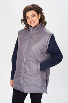 Демисезонный удлиненный жилет с прорезными карманами Avenue 0401 графит - фото 2