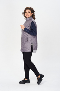 Демисезонный удлиненный жилет с прорезными карманами Avenue 0401 графит - фото 4