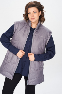 Демисезонный удлиненный жилет с прорезными карманами Avenue 0401 графит - фото 1