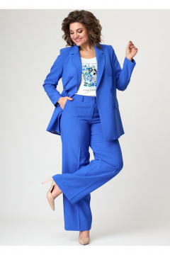 Классические брюки зауженного к низу кроя из текстиля БелЭльСтиль 601-3_08_22 голубой - фото 2