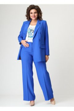 Деловой комплект молодёжных жакета и классических брюк БелЭльСтиль 848-3_13_22+601-3_08_22 голубой - фото 2