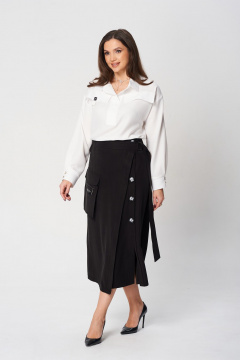 Комфортный комплект блузы и длинной юбки из текстиля Verita 2350 черный+белый - фото 5