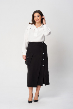 Комфортный комплект блузы и длинной юбки из текстиля Verita 2350 черный+белый - фото 4