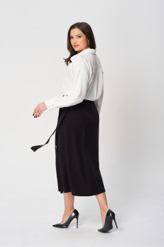 Комфортный комплект блузы и длинной юбки из текстиля Verita 2350 черный+белый - фото 2