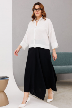 Модный комплект: блуза и брюки-юбка с декоративными элементами Anastasia 1200 молочный/черный - фото 4