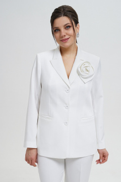 Жакет с съёмным украшением из текстиля и брюки клёш Alani Collection 2143 молоко - фото 5