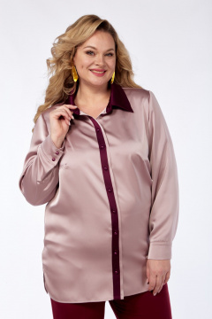 Блуза с контрастным воротником Элль-стиль 2365а пыльная_роза_винный - фото 3