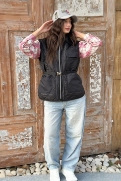 Демисезонный жилет из стеганной плащевой ткани с карманами BARBARA В226 - фото 1