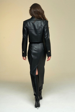 Юбка-карандаш из экокожи с разрезом и подкладкой DEVITA 2007 черный - фото 5