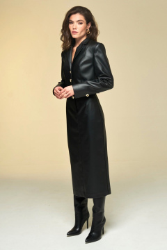 Юбка-карандаш из экокожи с разрезом и подкладкой DEVITA 2007 черный - фото 3