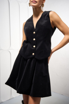 Юбка-баллон из бархатного хлопка с карманами и резинкой DEVITA 2018 черный - фото 2