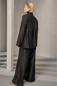 Брюки-палаццо из шелка и хлопка с эластичным поясом DEVITA 3011-4 черный - фото 4