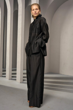 Брюки-палаццо из шелка и хлопка с эластичным поясом DEVITA 3011-4 черный - фото 3