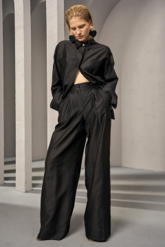 Брюки-палаццо из шелка и хлопка с эластичным поясом DEVITA 3011-4 черный - фото 2
