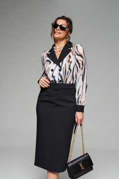 Платье миди с отрезной линией талии и длинным рукавом Beautiful&Free 6281 черный - фото 5