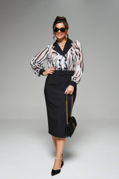 Платье миди с отрезной линией талии и длинным рукавом Beautiful&Free 6281 черный - фото 4