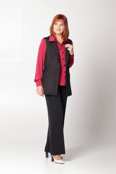 Жилет полуприлегающего силуэта с карманами и подрезом Соджи 586 черный - фото 5