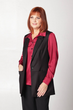 Жилет полуприлегающего силуэта с карманами и подрезом Соджи 586 черный - фото 2