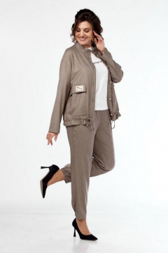 Брюки, жакет, майка Милора-стиль 1252 кофейно-молочный - фото 5