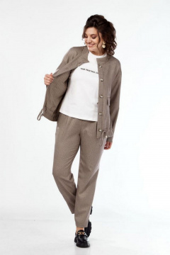 Брюки, жакет, майка Милора-стиль 1252 кофейно-молочный - фото 2