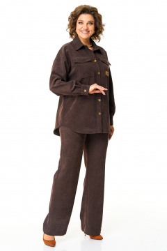 Демисезонный костюм из вельвета с блузой и брюками VI ORO VR-1142-3 шоколад - фото 2