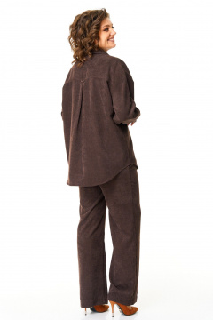 Демисезонный костюм из вельвета с блузой и брюками VI ORO VR-1142-3 шоколад - фото 4