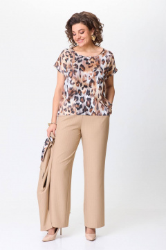 Демисезонный женский костюм с брюками, жилетом и топом Koketka i K 1251 - фото 5