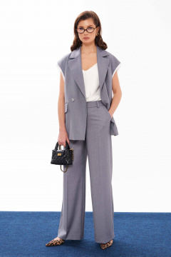 Демисезонные брюки прямого кроя из текстиля Панда 12760 серый - фото 2