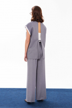 Демисезонные брюки прямого кроя из текстиля Панда 12760 серый - фото 3