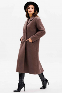 Демисезонное пальто из пальтовой ткани прямого силуэта Mislana 8552 шоколад - фото 4