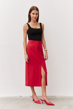Жилет и юбка деловой стиль из текстиля Luitui R4042 красный - фото 3