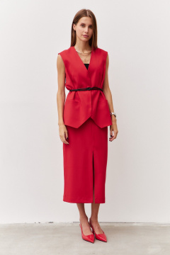 Жилет и юбка деловой стиль из текстиля Luitui R4042 красный - фото 1