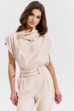 Блуза и брюки бежевый костюм с вытачками и складками RINKA 1353 - фото 4