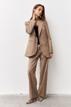 Брюки и жакет из вискозы и текстиля для делового образа Luitui R4047 бежевый - фото 2