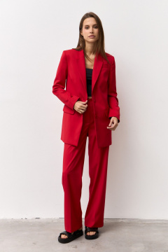 Деловой комплект Брюки и Жакет из текстиля Luitui R4048 красный - фото 1