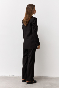 Брюки и жакет деловой стиль из текстиля Luitui R4048 черный - фото 4