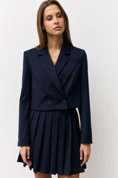 Деловой жакет и юбка из текстиля для повседневности Luitui R4044 темно-синий - фото 5